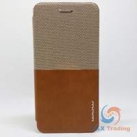    Apple iPhone 6 Plus / 6S Plus / 7 Plus / 8 Plus - WUW Two Tone Brown Luxury Leather Wallet Case